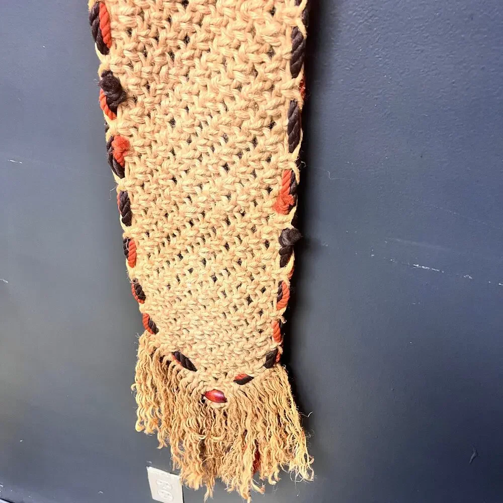 Vintage 1970's XL Macrame wallhanging boho natural fiber wall decoration